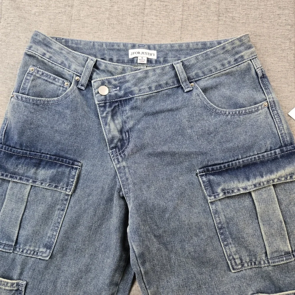J for Justify ‎ Women's Jeans Wide Leg High Rise Crossover Waist 32